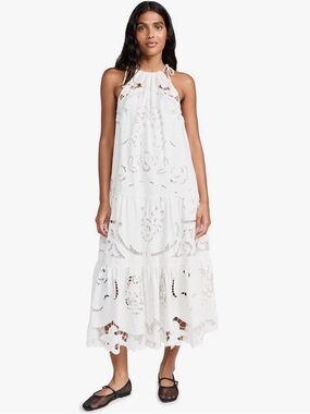 Sea New York Cream Eyelet Midi Dress